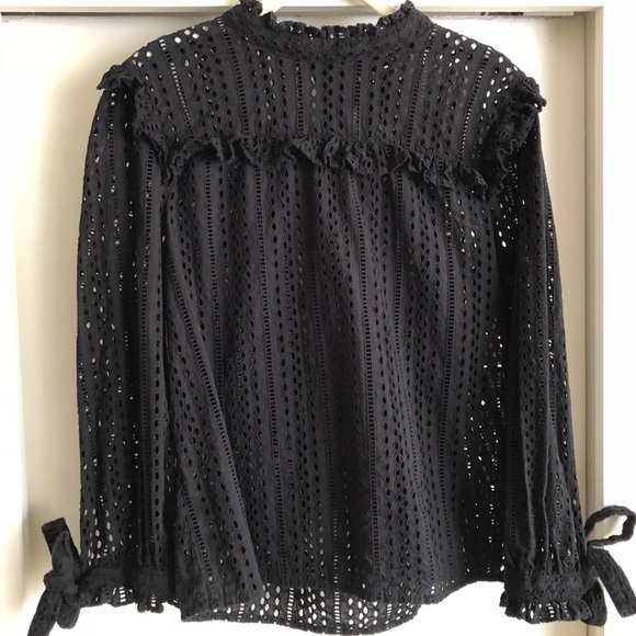 eyelet mockneck ruffle top madewell